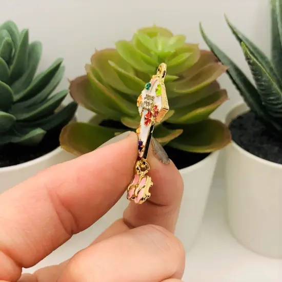 Enamel Kimono with Slippers Charms, 31x22mm {4}