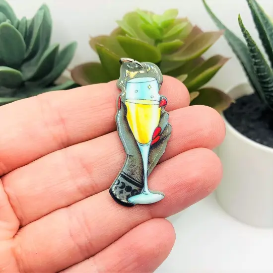 Creepy Christmas Witch Hand with Champagne Charms, 45x17mm {2}