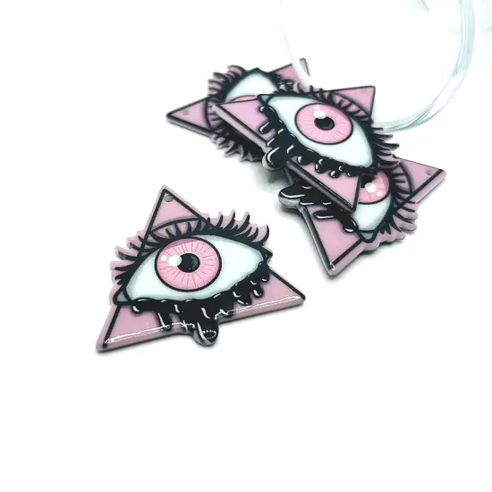 Pink Goth Evil Eye Halloween Charms, 40x41mm {1}