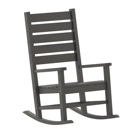 Merrick Lane Fielder Set of 2 Contemporary Rocking Chairs, All-Weather HDPE Indoor/Outdoor Rockers Gray {2}