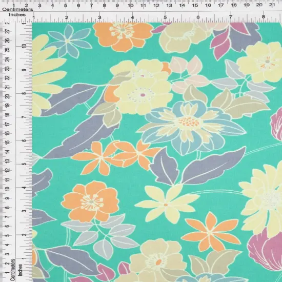 1 Yard CEY Floral Flower Print Sublimation Fabric Lightweight Polyester 58/59 Inches Wide JADE {6}