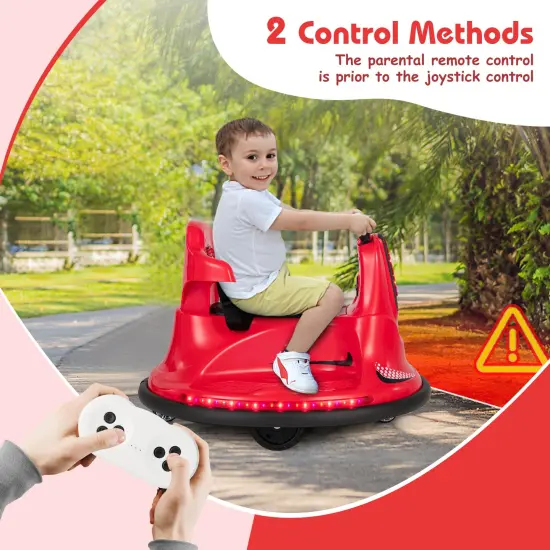 12V Kids Ride On Bumper Car with Remote Control Lights and Music Red {6}