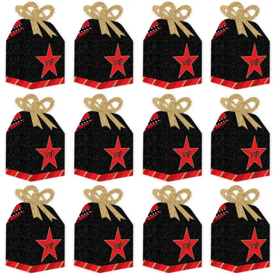 Big Dot of Happiness Red Carpet - Square Favor Gift Boxes - Movie Night Party Bow Boxes - Set of 12 {6}