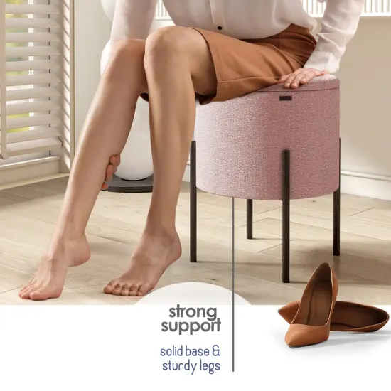 StorageBud Round Ottoman with Storage Pink {5}