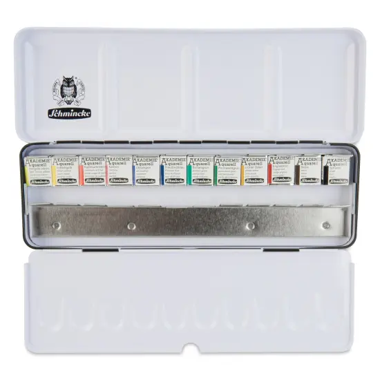 Schmincke Akademie Aquarell Watercolor Pans - Set of 12, Long Metal Case, Half Pans {1}