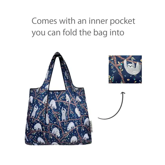 Wrapables Foldable Tote Nylon Reusable Grocery Bag (Set of 2), Sloths {4}
