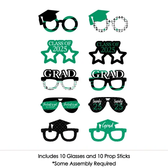 Big Dot of Happiness 2025 Green Graduation Glasses - Paper Card Stock Party Photo Booth Props Kit - 10 Count {4}