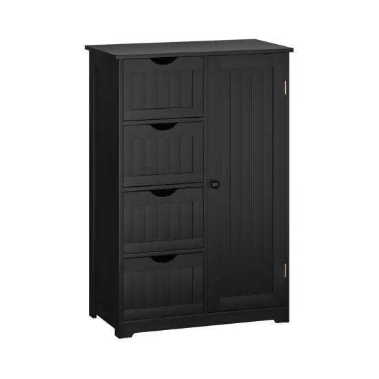 Modern MDF Storage Cabinet with 4 Drawers and Adjustable Shelf Ideal for Bathroom or Bedroom Grey {7}