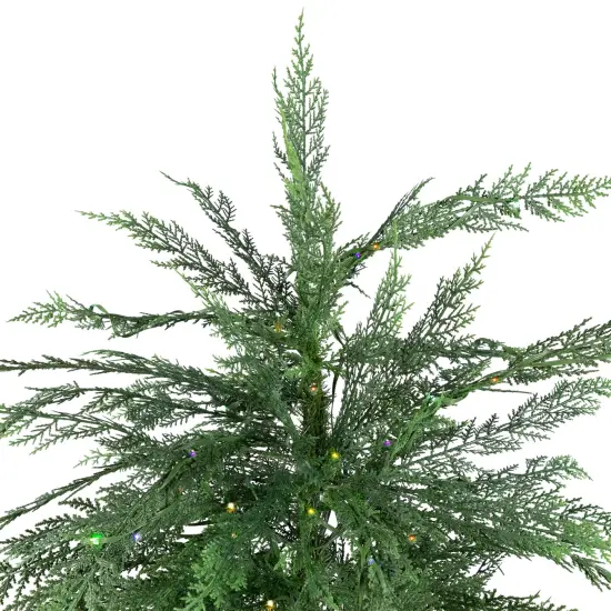 Northlight Pre-Lit Medium Weeping Cedar IPT Artificial Christmas Tree - 6.5' - Dual Color LED Lights Green {6}