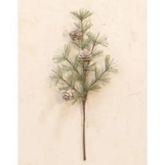 Vintage Glitter Birchcone Pine Pick 13" {2}