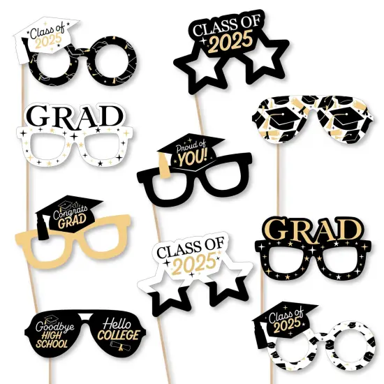 Big Dot of Happiness 2025 Hello College Graduation Glasses - Paper Card Stock Party Photo Booth Props Kit - 10 Count {1}