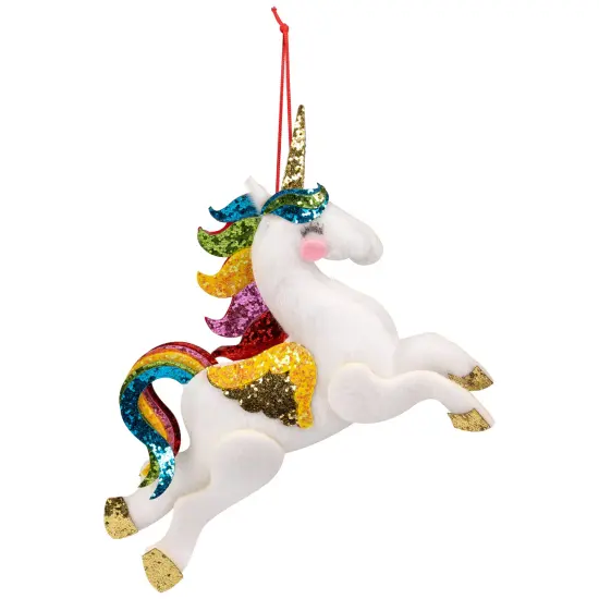 Northlight Plush Leaping Rainbow Unicorn Christmas Ornament - 6.5" White {3}