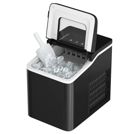 Compact and Portable Countertop Ice Maker Machine with Scoop Black {6}