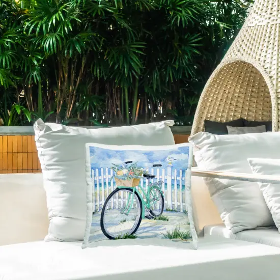 Bike on Rosemary Beach Outdoor Printed Pillow Design by Paul Brent, 18 x 7 x 18 {2}