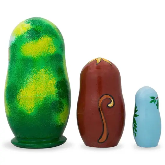 Set of 3 Smiling Monkeys Wooden Nesting Dolls 4.25 Inches {3}