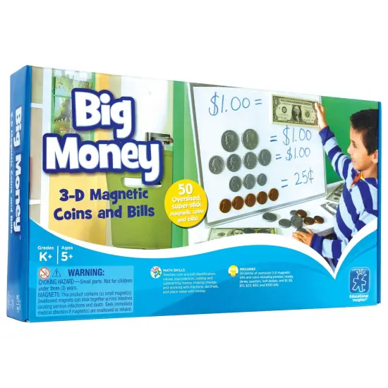 Big Money&trade; Magnetic Coins & Bills, Pack of 50 {1}