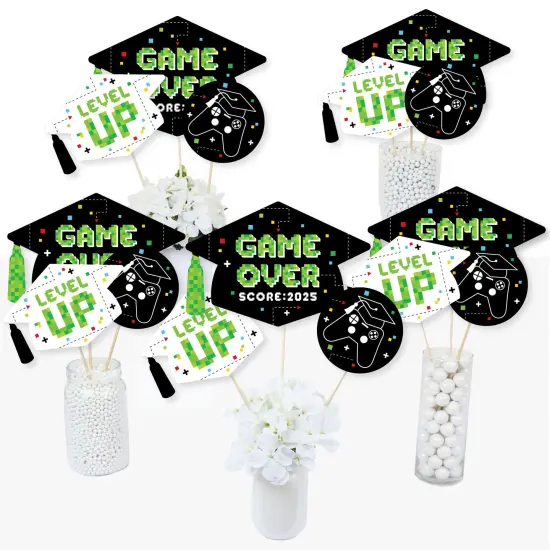 Big Dot of Happiness Game Over - Video Game Graduation Party Centerpiece Sticks - Table Toppers - Set of 15 {3}
