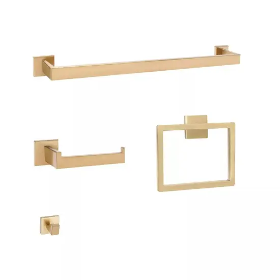 4 Piece Gold Wall Mounted Bathroom Storage Accessories 304 Stainless Steel {1}