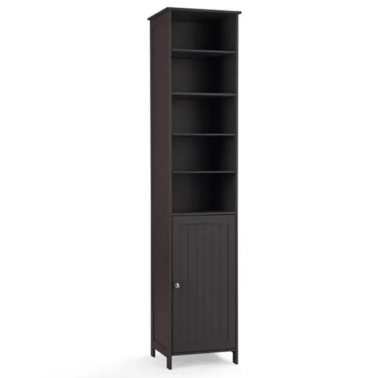 72" Free Standing Tall Floor Bathroom Storage Cabinet with Adjustable Shelves Grey {8}