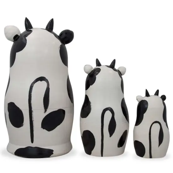 Set of 3 Spotted Cow Family Animal Nesting Dolls 5.5 Inches {3}