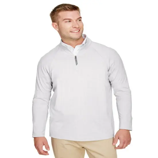 Devon & Jones&reg; CrownLux Performance Men's Clubhouse Micro-Stripe Quarter-Zip RED {4}