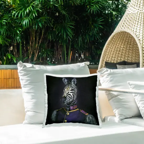Historical Coat Zebra Outdoor Printed Pillow Design by Bree Merryn, 18 x 7 x 18 {2}