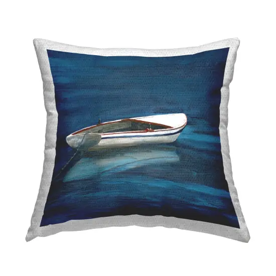 Calm Floating Boat Outdoor Printed Pillow Design by Nan, 18 x 7 x 18 {1}