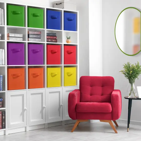 Sorbus 12 Pack Storage Bins - 11" Sturdy Collapsible Fabric Storage Cubes with Handle Deep rainbow {2}