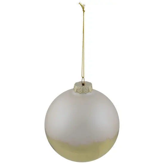 Northlight 3.5" Brushed White and Gold Glass Ball Christmas Ornament {4}