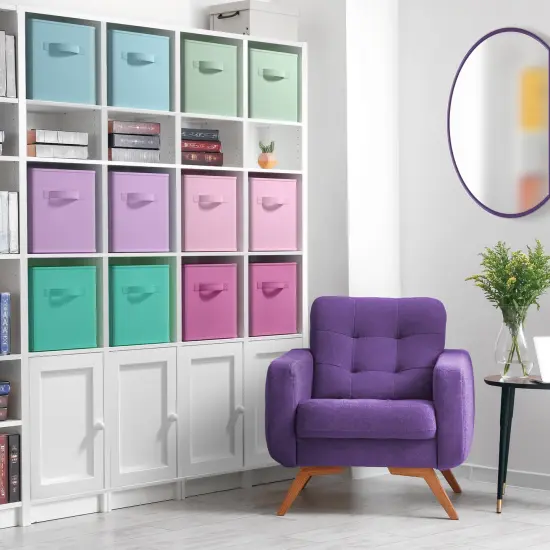 Sorbus Large 13" Storage Bins - 12 Pack Sturdy Collapsible Fabric Storage Cubes with Handle Pastel combo {2}