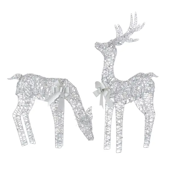 Christmas Metallic Silver Reindeer 19" Tall, Pre-Lit w/ 120 Micro Warm White LED Lights, Plug In {1}