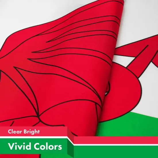 G128 Combo Pack: American USA Flag 3x5 Ft & UK Wales Flag 3x5 Ft, Both Printed 150D Polyester, Indoor/Outdoor, Brass Grommets {4}