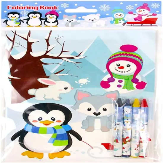 TINYMILLS Winter Snowman Penguins Coloring Book Crayon Set for Kids Party Favors with 12 Coloring Books and 48 Crayons for Holiday Goody Bag Stuffers for Kids Gifts Carnival Prizes Classroom Gift {4}