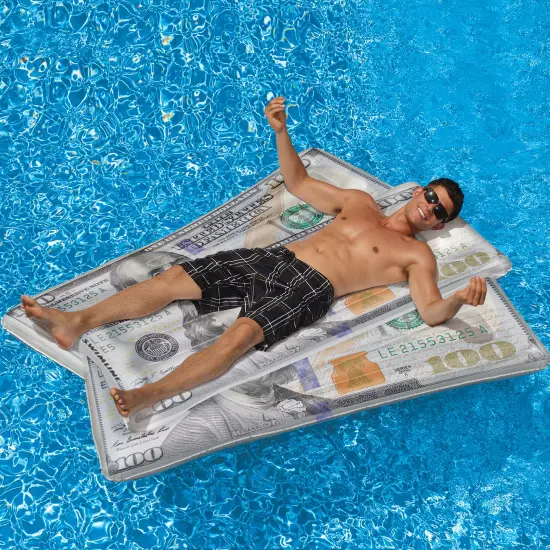 Swim Central Inflatable Benjamin Franklin Money Pool Lounger - 84" White {3}