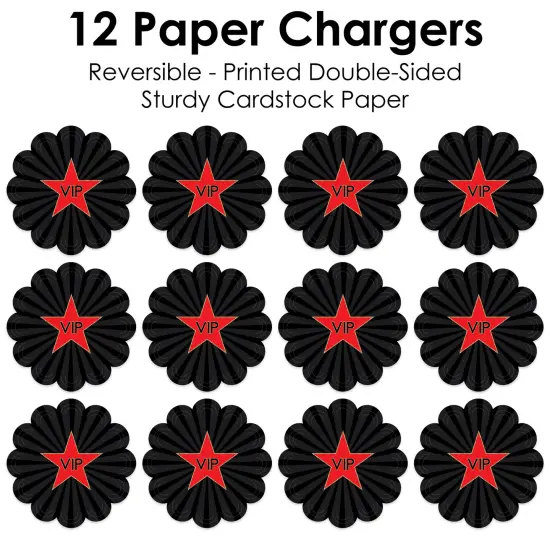 Big Dot of Happiness Red Carpet - Movie Night Party Round Table Decorations - Paper Chargers - Place Setting For 12 {7}