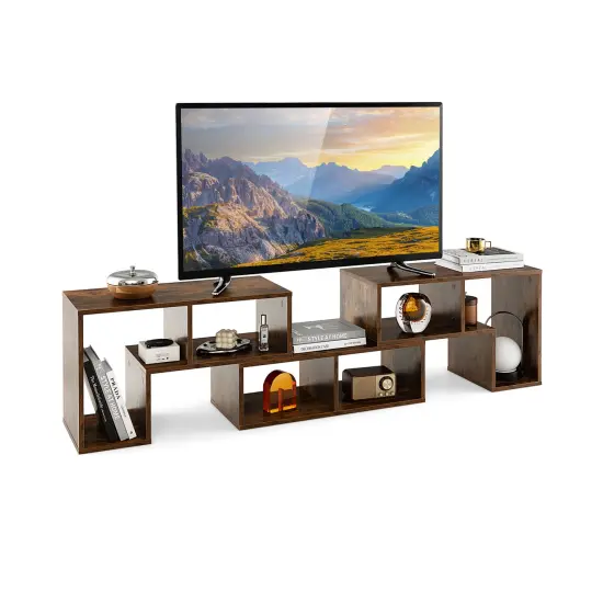 3 Pieces Console TV Stand for TVs up to 65 Inch with Shelves Brown {8}