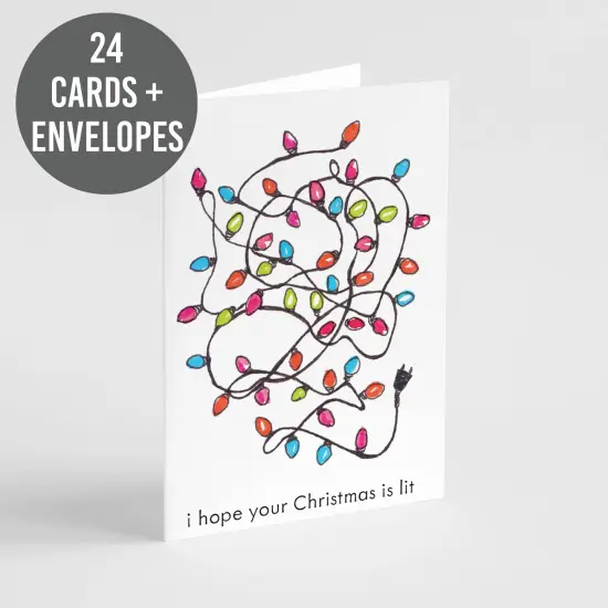 Funny Christmas Greeting Cards Boxed Set of 24 Holiday Notecards Featuring I Hope Your Christmas Is Lit Design, Perfect for Humor and Lighthearted Festive Wishes {6}