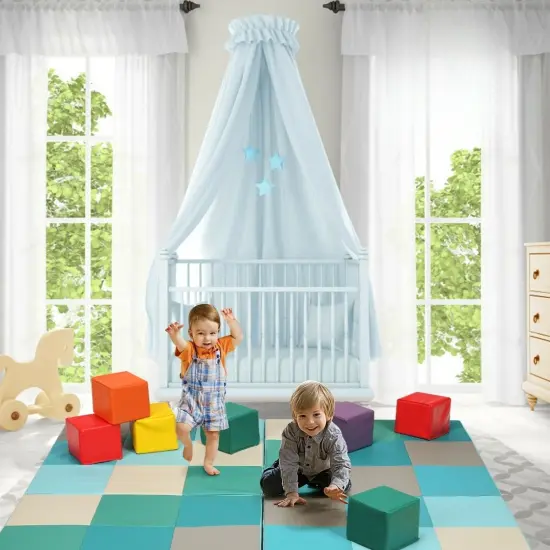 58 Inch Light Blue Folding Activity Foam Floor Play Mat {2}