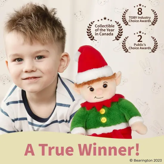 Bearington Elfie Christmas Plush, 15.63" Elf Stuffed Animal, For Ages 3-14 {3}
