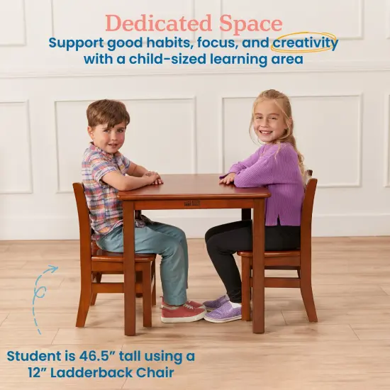 24in Square Hardwood Table with 22in Legs, Kids Furniture Dark Walnut {3}