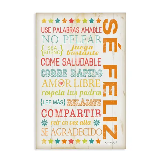 Stupell Industries Frases para Ser Feliz Canvas Wall Art {1}