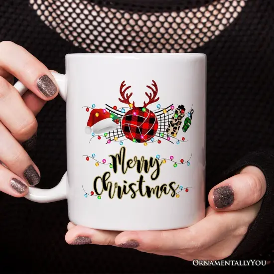 Volleyball Buffalo Plaid Christmas Mug, Team and Coaches Gift {2}