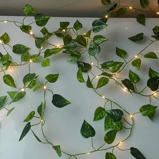 66LED IVY Leaf Curtain 1M(W) x 1.6M(L) 6 Strands Warm White Battery Operated warm white {5}