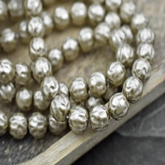 Czech Glass Satin Taupe Pearl Baroque Round Beads -- Choose Your Size {5}