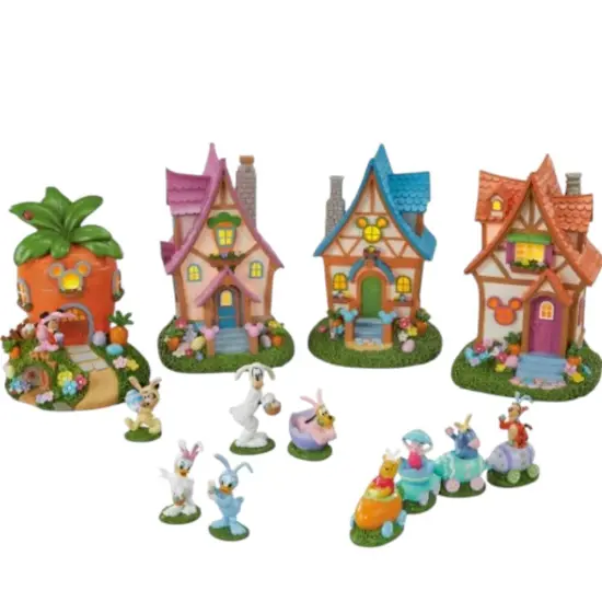 Disney Easter Village Set with Bunny Figurines &ndash; Spring Decoration {1}