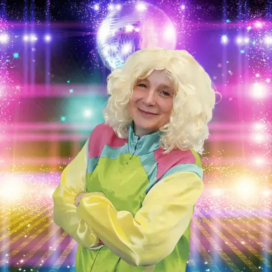 Gals 80's Windbreaker Set Includes Wig {3}