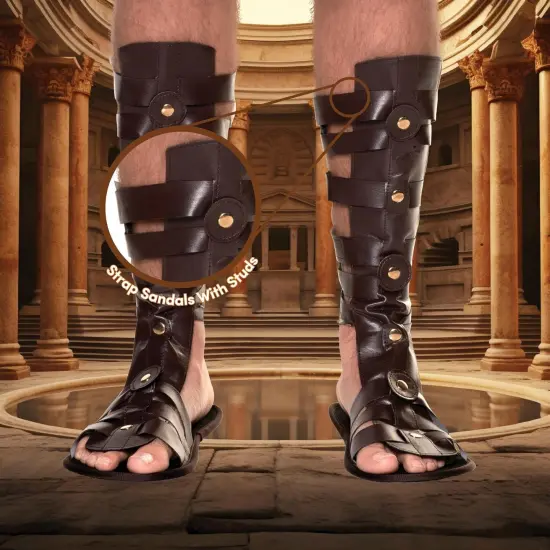 UNDERWRAPS Mens Greek Roman Sandals - Warrior, Knight Armor, Medieval Sandals, Cosplay and Halloween Accessories, Soldier, Viking, Renaissance Sandals(One Size) {2}