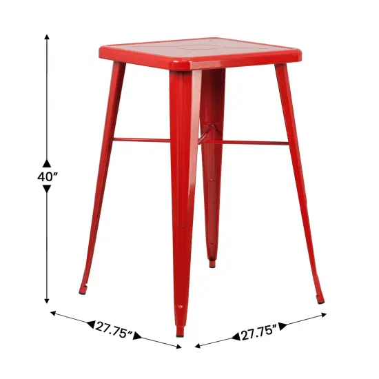 Merrick Lane Retta Patio Dining Table with Metal Frame and Square Top Red {5}