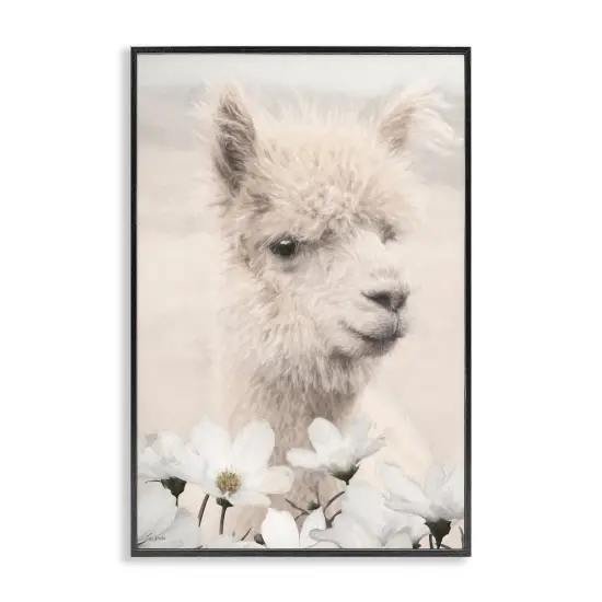 Stupell Industries Alpaca with White Blossoms Framed Giclee By Lori Deiter {1}