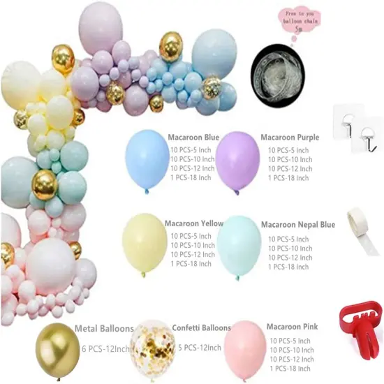 Rainbow Balloon Garland Arch Kit 171PCS Latex Balloon Pastel Balloon Garland Kit Macaron Colors 5,10,12,18 Inch Birthday Baby Shower Wedding Unicorn Party Decorations {3}